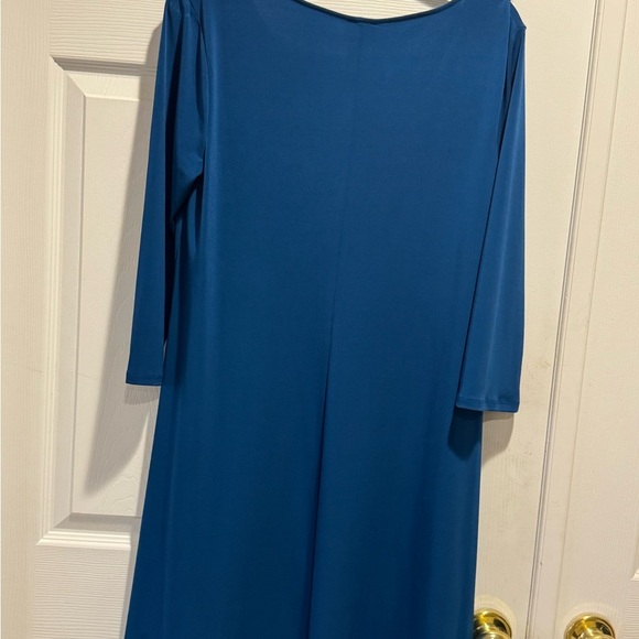 Chico's Size 0 Blue A-Line Dress with 3/4 Sleeves and Crew Neck - Picture 3 of 3